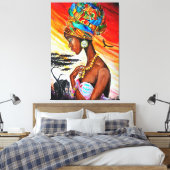 Aquarelle en toile Imprimer - Princesse Africaine (Insitu(Chambre))
