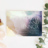 Aquarelle en violet et Faire-part de mariage or