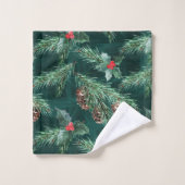Aquarelle Épinette de Noël aux cônes (Gant de toilette)