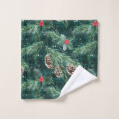 Aquarelle Épinette de Noël aux cônes (Gant de toilette)