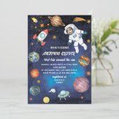 Aquarelle Espace Anniversaire Photo invitation béb (Debout devant)