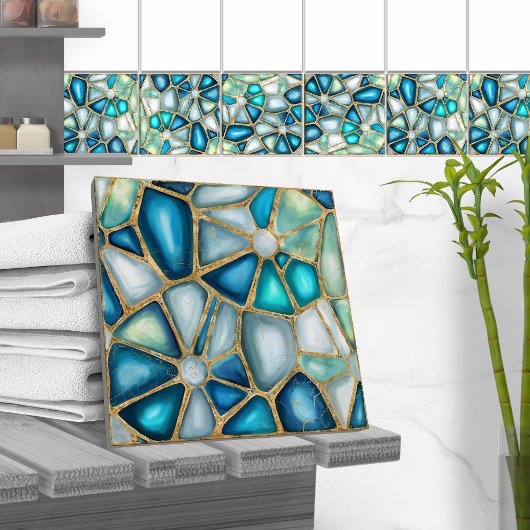 Aquarelle et cellules d'or - carreaux de céramique