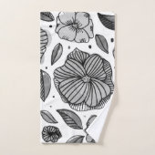 Aquarelle et fleurs d'encre - noir et blanc (Serviette à main)