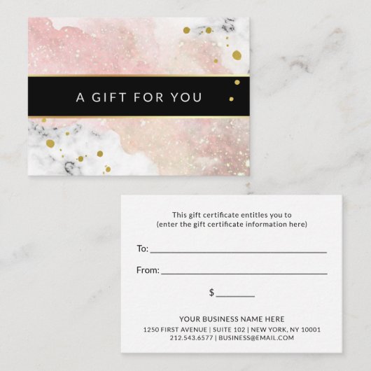 Aquarelle et marbre| Certificat cadeau (Devant / Derrière)