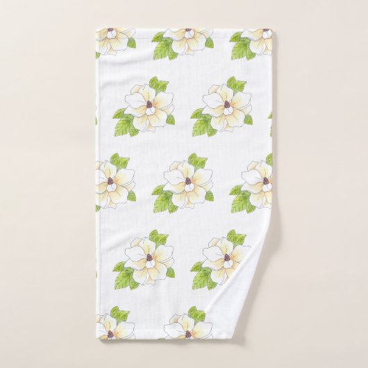 Aquarelle et stylo Motif à fleurs Magnolia (Serviette à main)