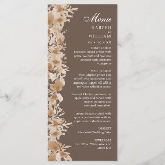 Aquarelle été boho fleur sauvage menu mariage