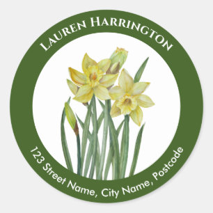 Aquarelle étiquette de adresse Cercle vert foncé j