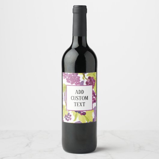 Aquarelle Étiquette de vin de raisin Ajouter votre (Devant)