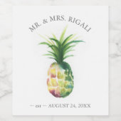 Aquarelle Étiquette de vin personnalisée Ananas (Étiquettes simples)