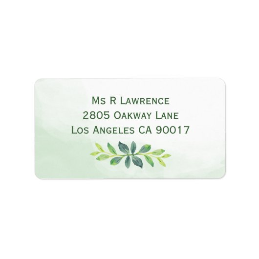 Aquarelle Étiquettes de adresse de verdure (Devant)