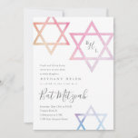 Aquarelle étoile de David Bat mitzvah invitation<br><div class="desc">Un design d'invitation Bat mitzvah moderne et doux de Stacey Meacham avec des étoiles d'aquarelle à l'ombre et un monogramme initial de trois.</div>