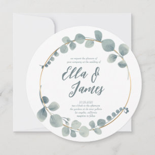 Aquarelle Eucalptus Wreath Faire-part de mariage