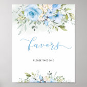 Aquarelle eucalyptus bleu floral Faveurs Poster (Devant)