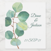 Aquarelle Eucalyptus Étiquette à vin de tige (Étiquettes simples)