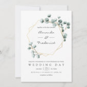 Aquarelle Eucalyptus Faire-part de mariage géométr (Devant)