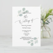 Aquarelle Eucalyptus Faire-part de mariage pas de  (Debout devant)