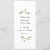 Aquarelle Eucalyptus Green Dîner Mariage Menu (Dos)