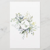 Aquarelle Eucalyptus Green Dîner Mariage Menu (Dos)