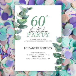 Aquarelle eucalyptus Invitation 60e anniversaire