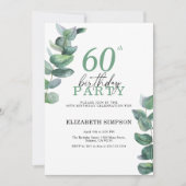 Aquarelle eucalyptus Invitation 60e anniversaire (Devant)