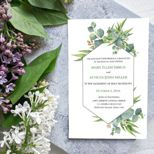 Aquarelle Eucalyptus Masse Nuptiale Invitation