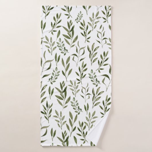 Aquarelle Eucalyptus Motif Feuille   (Serviette de bain)