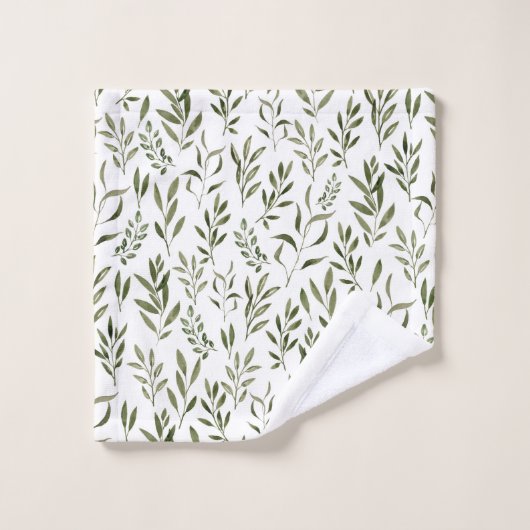 Aquarelle Eucalyptus Motif Feuille   (Gant de toilette)