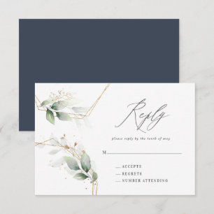 Aquarelle eucalyptus or réponse du mariage géométr