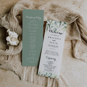 Aquarelle Eucalyptus Programme de mariage vert