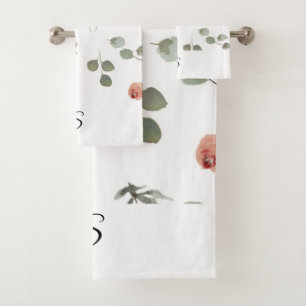 Aquarelle Eucalyptus Russe Monogramme feuille flor