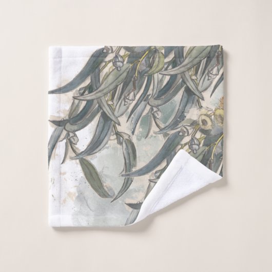 Aquarelle Eucalyptus Verdure Feuille (Gant de toilette)