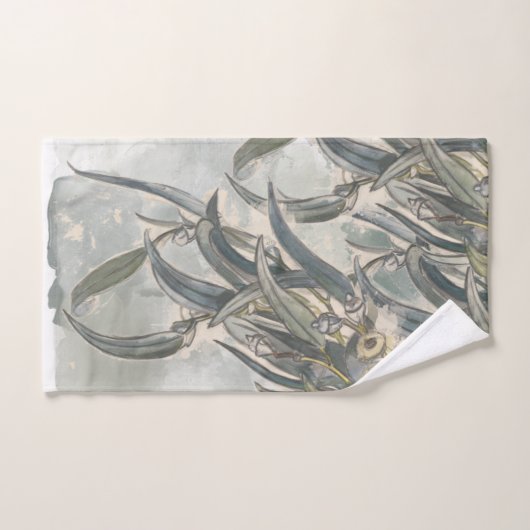 Aquarelle Eucalyptus Verdure Feuille (Serviette à main)