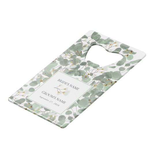 Aquarelle Eucalyptus Verdure Mariage Faveur (Devant Angle)