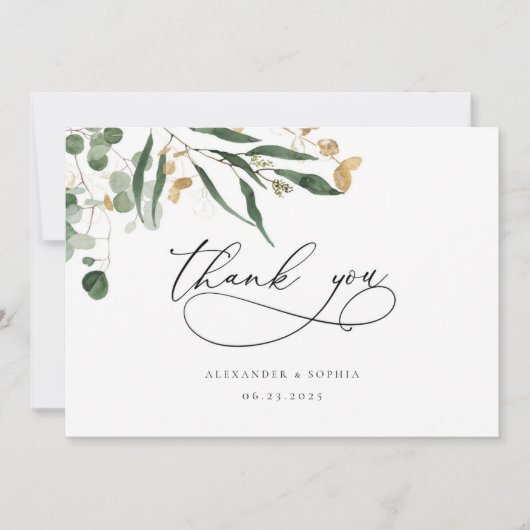 Aquarelle eucalyptus verdure mariage merci c (Devant)