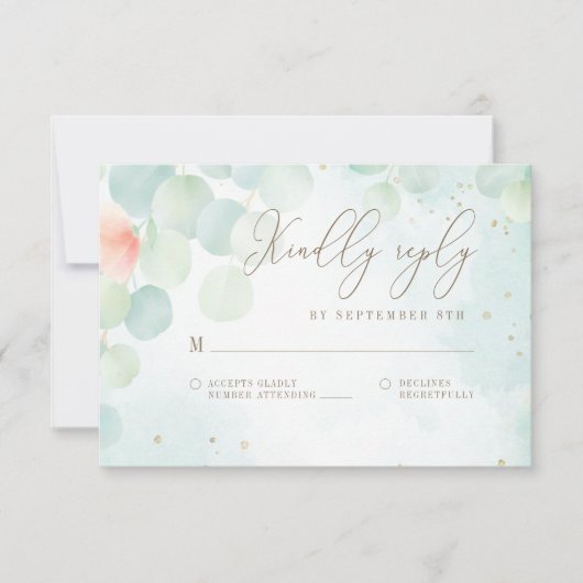Aquarelle Eucalyptus Verdure Monogramme RSVP (Devant)