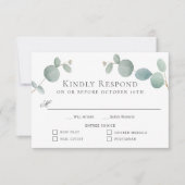 Aquarelle Eucalyptus Verdure RSVP avec 4 entrées (Devant)