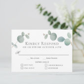 Aquarelle Eucalyptus Verdure RSVP avec 4 entrées (Debout devant)