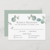 Aquarelle Eucalyptus Verdure RSVP avec 4 entrées (Devant / Derrière)