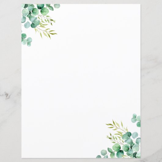 Aquarelle Eucalyptus Vert Papier papeterie (Dos)