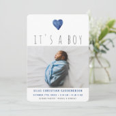 Aquarelle Faire-part Coeurs Bleus (Debout devant)