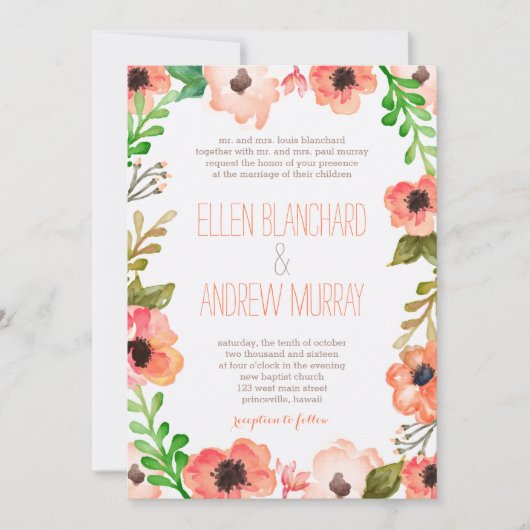 Aquarelle Faire-part de mariage (Devant)