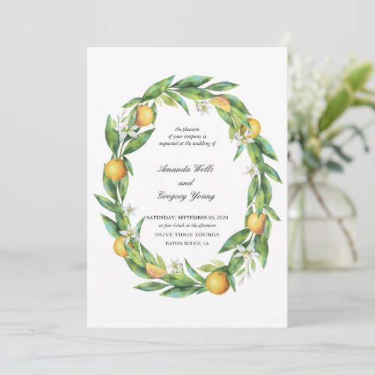 Aquarelle Faire-part de mariage d'agrumes (Debout devant)