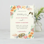 Aquarelle Faire-part de mariage de cadre Floral (Debout devant)