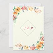 Aquarelle Faire-part de mariage de cadre Floral (Dos)