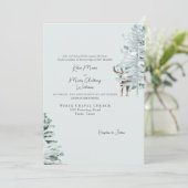 Aquarelle Faire-part de mariage de cerfs de bois (Debout devant)