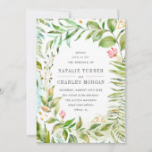Aquarelle Faire-part de mariage de feuillage vert (Devant)