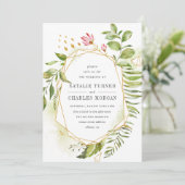 Aquarelle Faire-part de mariage de feuillage vert  (Debout devant)