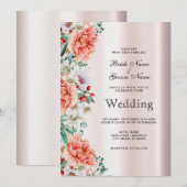 Aquarelle Faire-part de mariage de fleurs de tourb (Devant / Derrière)