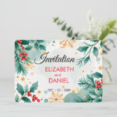 Aquarelle Faire-part de mariage de Noël avec Holly (Debout devant)