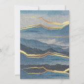 Aquarelle Faire-part de mariage de paysage bleu or (Dos)